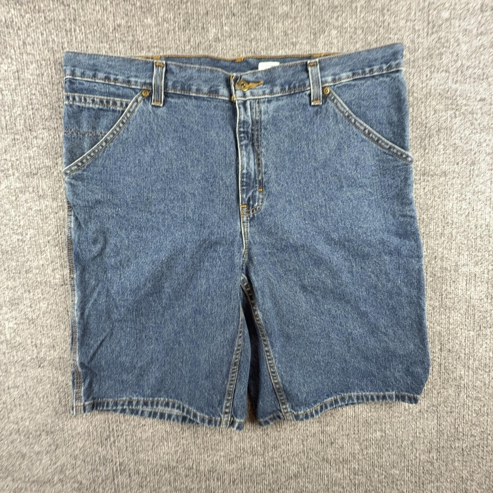 VTG Faded Glory Cargo Shorts Mens 36 Blue Denim 11 Inseam Relaxed Workwear